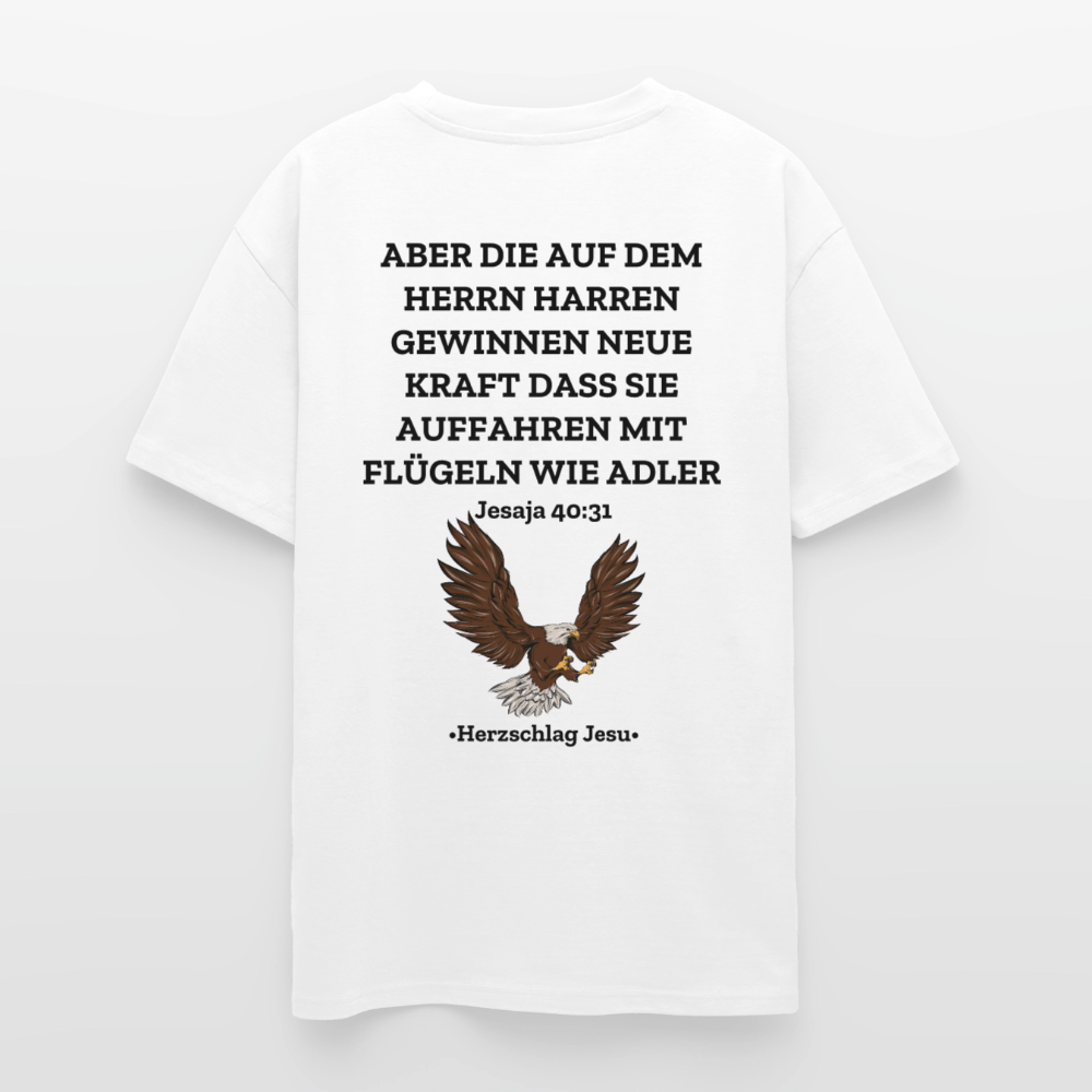 Oversized Heavyweight T-Shirt - Jesaja 40:31 mit Adler - Weiß