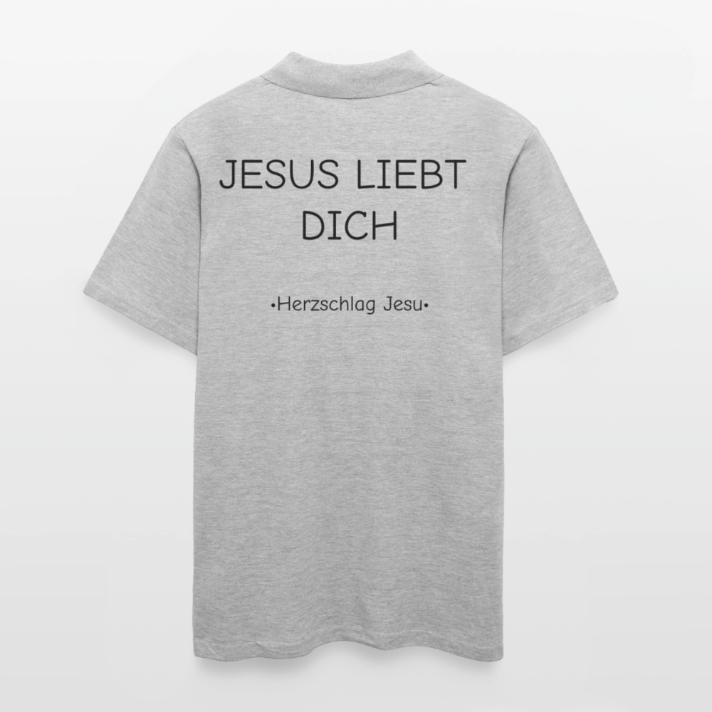 Männer Poloshirt - Jesus liebt dich - Grau meliert