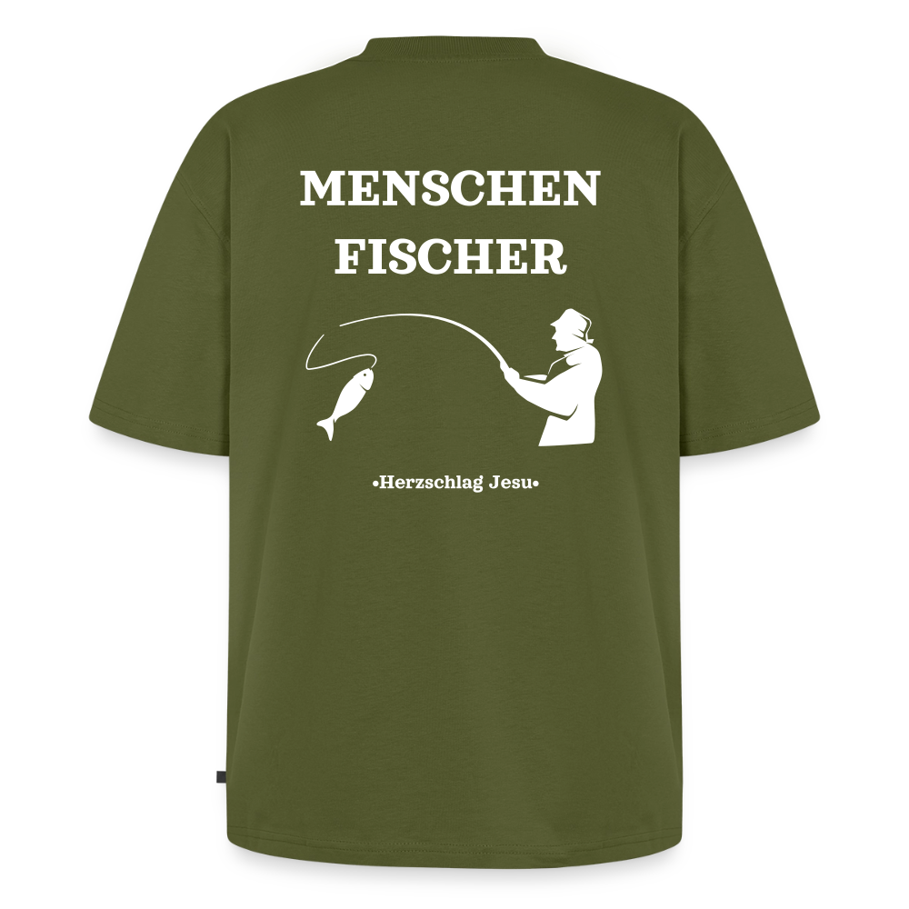Premium Oversized Bio T-Shirt - Menschen Fischer - Khaki