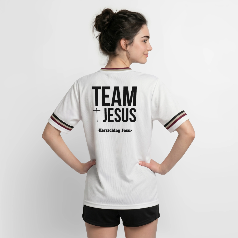 Football Style T-Shirt - Team Jesus - Offwhite/Bordeaux
