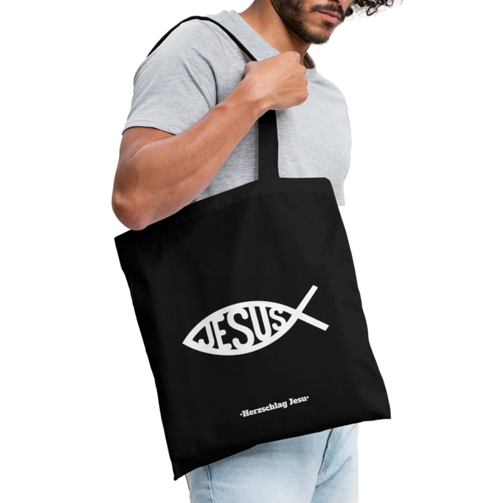 Stoffbeutel - Jesus Fisch Design - Schwarz