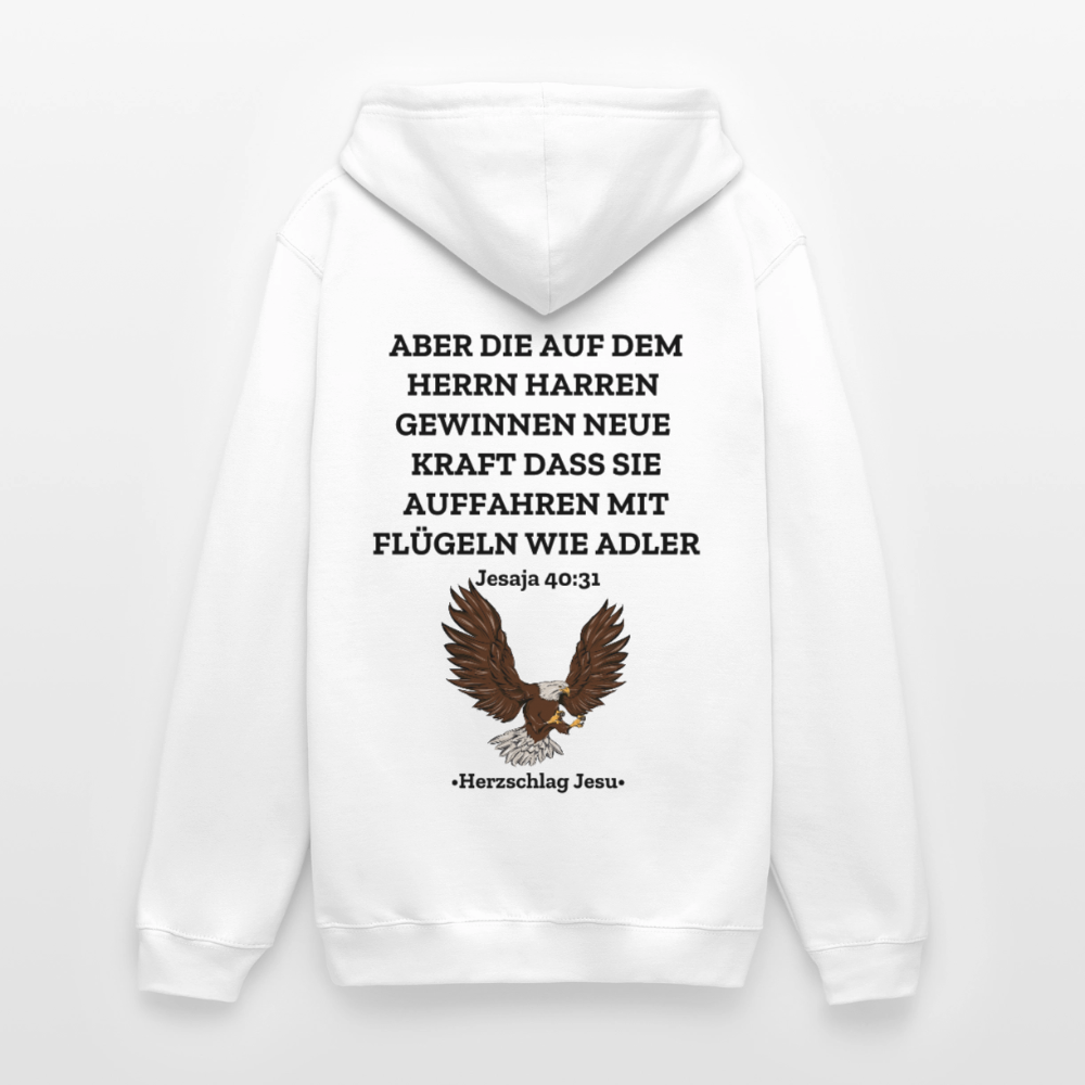 Unisex Hoodie - Jesaja 40:31 - Mit Adler - Weiß