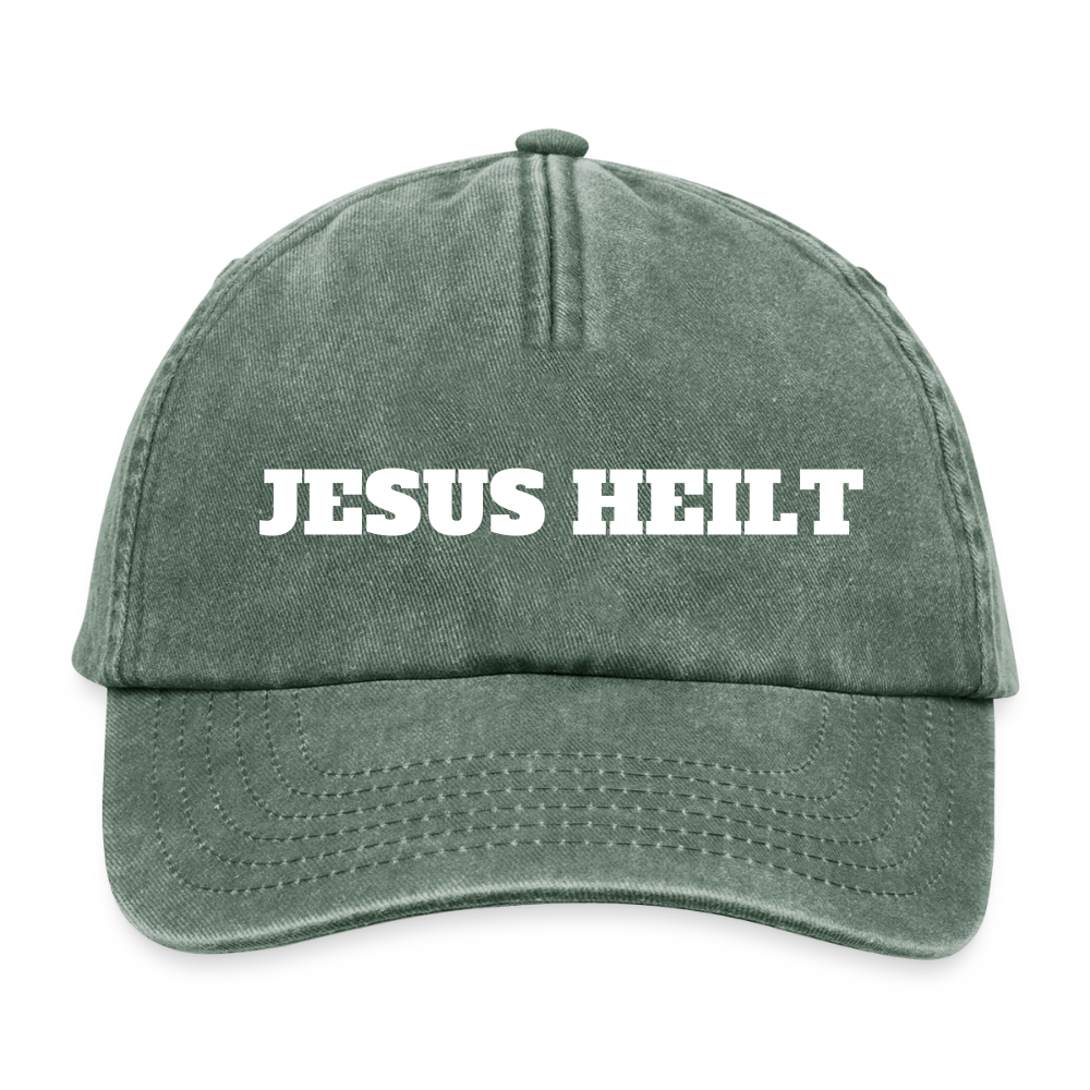 Relaxed Vintage Cap - Jesus Heilt - Vintage Flaschengrün 