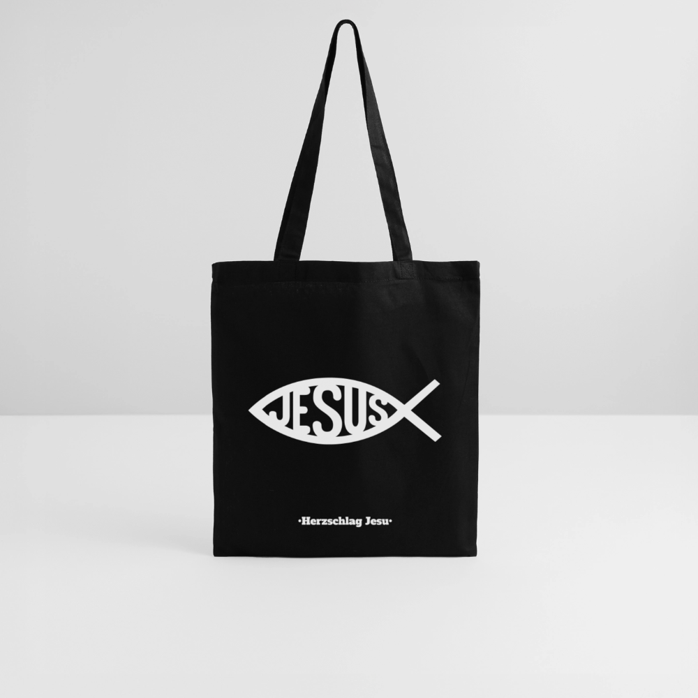Stoffbeutel - Jesus Fisch Design - Schwarz