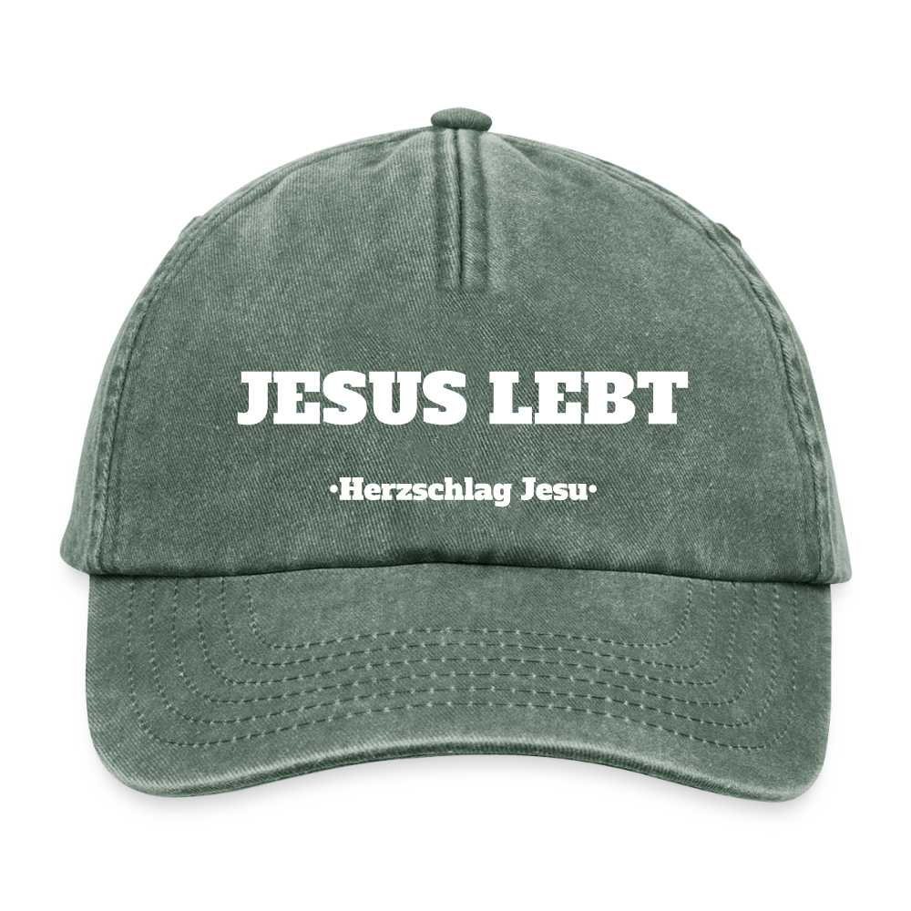 Relaxed Vintage Cap - Jesus Lebt - Vintage Flaschengrün 