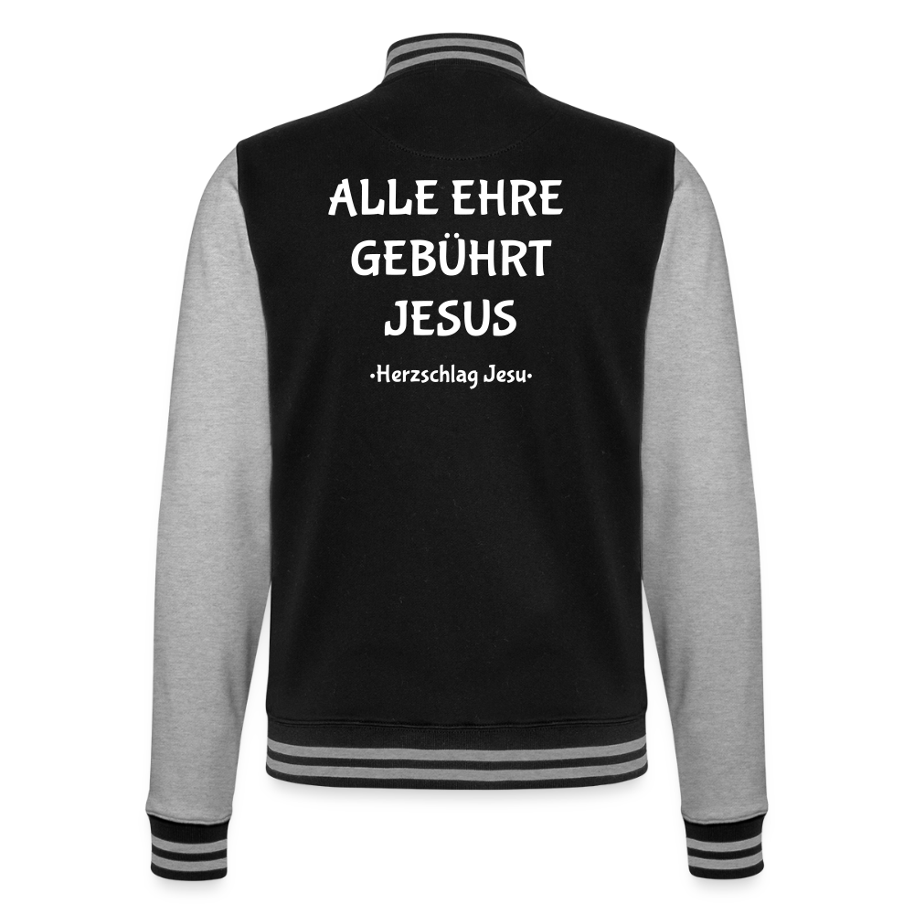 College-Sweatjacke - Alle ehre gebührt Jesus - Schwarz/Grau meliert