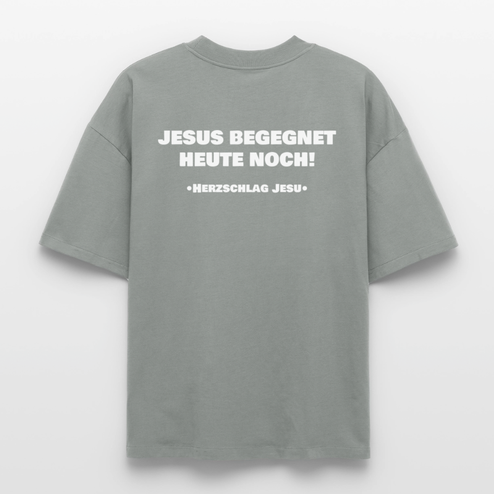 Premium Boxy Heavyweight Organic T-Shirt  -  Jesus begegnet heute noch! - Nebelgrau