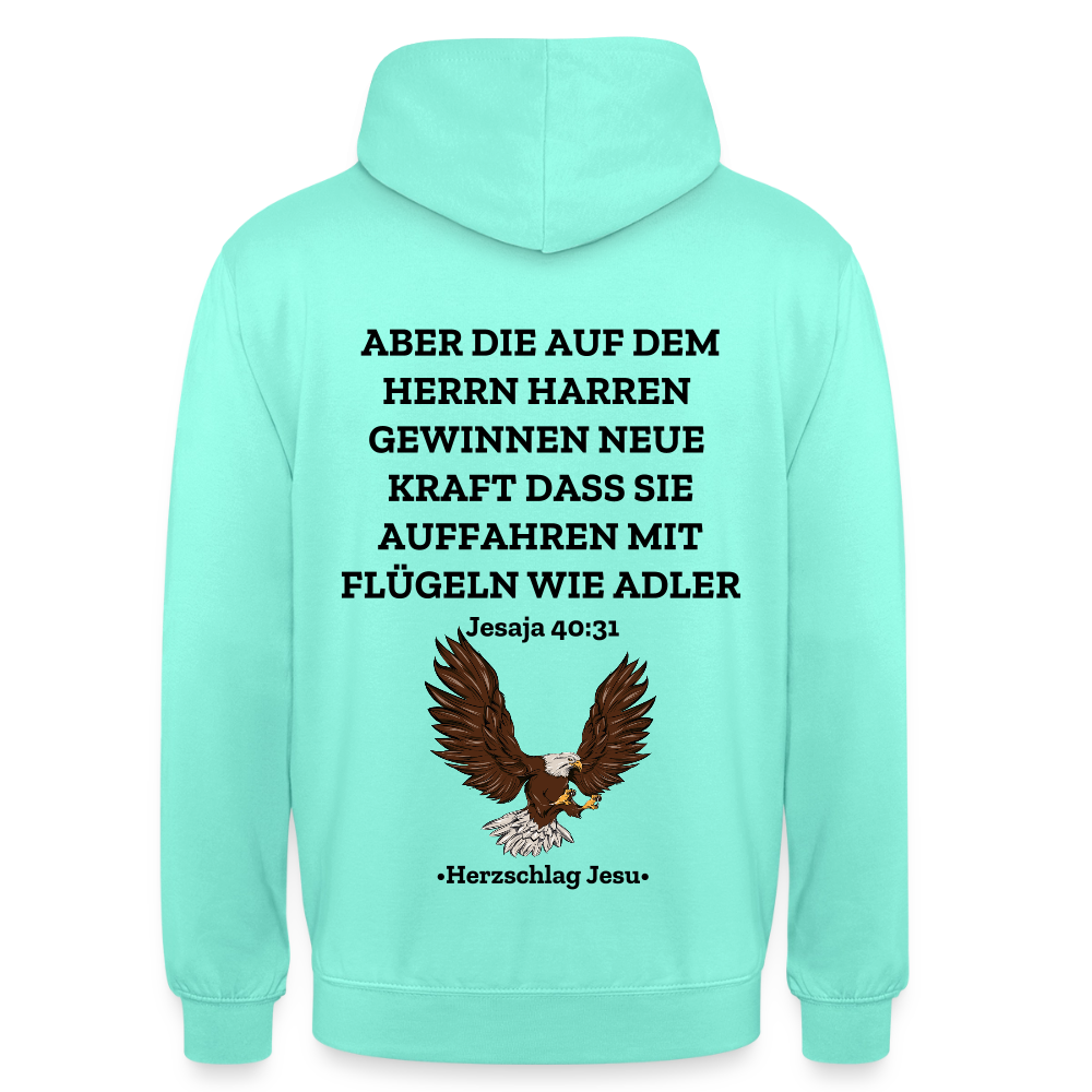 Unisex Hoodie - Jesaja 40:31 - Mit Adler - Mint