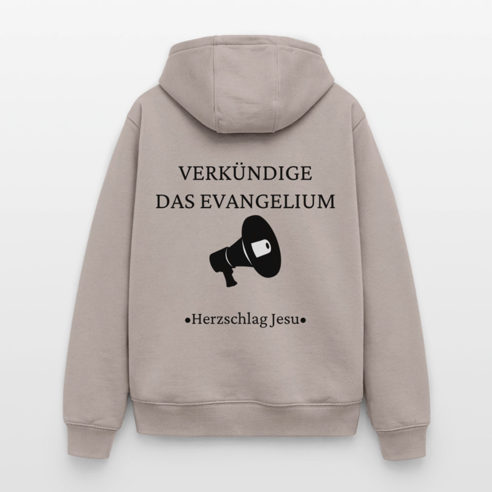 Oversized Heavyweight Kapuzenjacke - Verkündige das Evangelium - Taupe