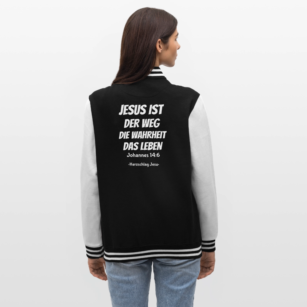 College-Sweatjacke - Johannes 14:6 Jesus ist der weg, die Wahrheit, das leben - Schwarz/Weiß
