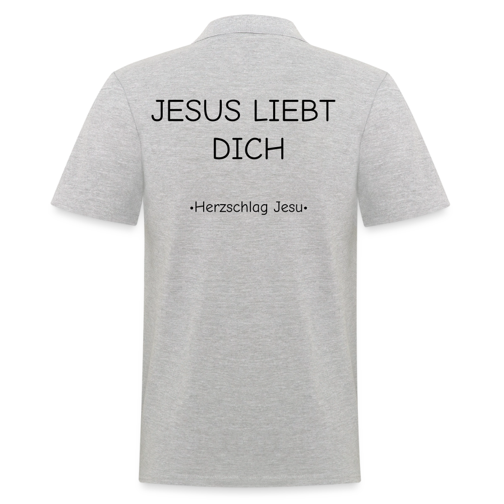 Männer Poloshirt - Jesus liebt dich - Grau meliert