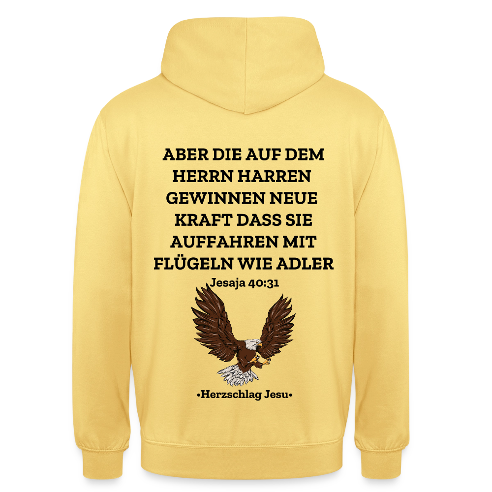Unisex Hoodie - Jesaja 40:31 - Mit Adler - Zitronengelb