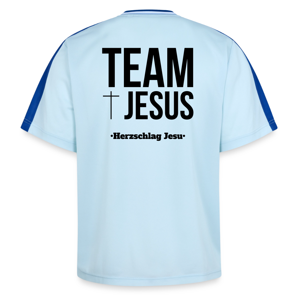 Football Style T-Shirt - Team Jesus - Hellblau/Dunkelblau