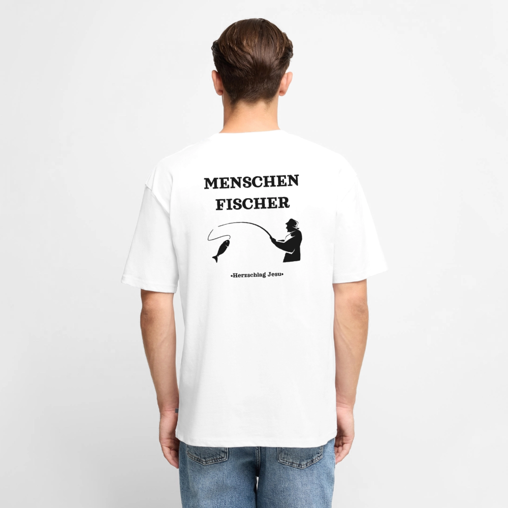 Premium Oversized Bio T-Shirt - Menschen Fischer - Weiß