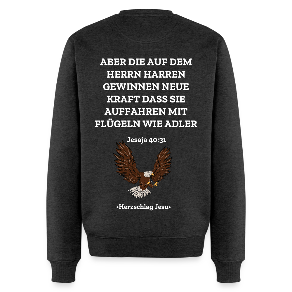 Männer Premium Pullover - Jesaja 40:31 mit Adler - Anthrazit meliert