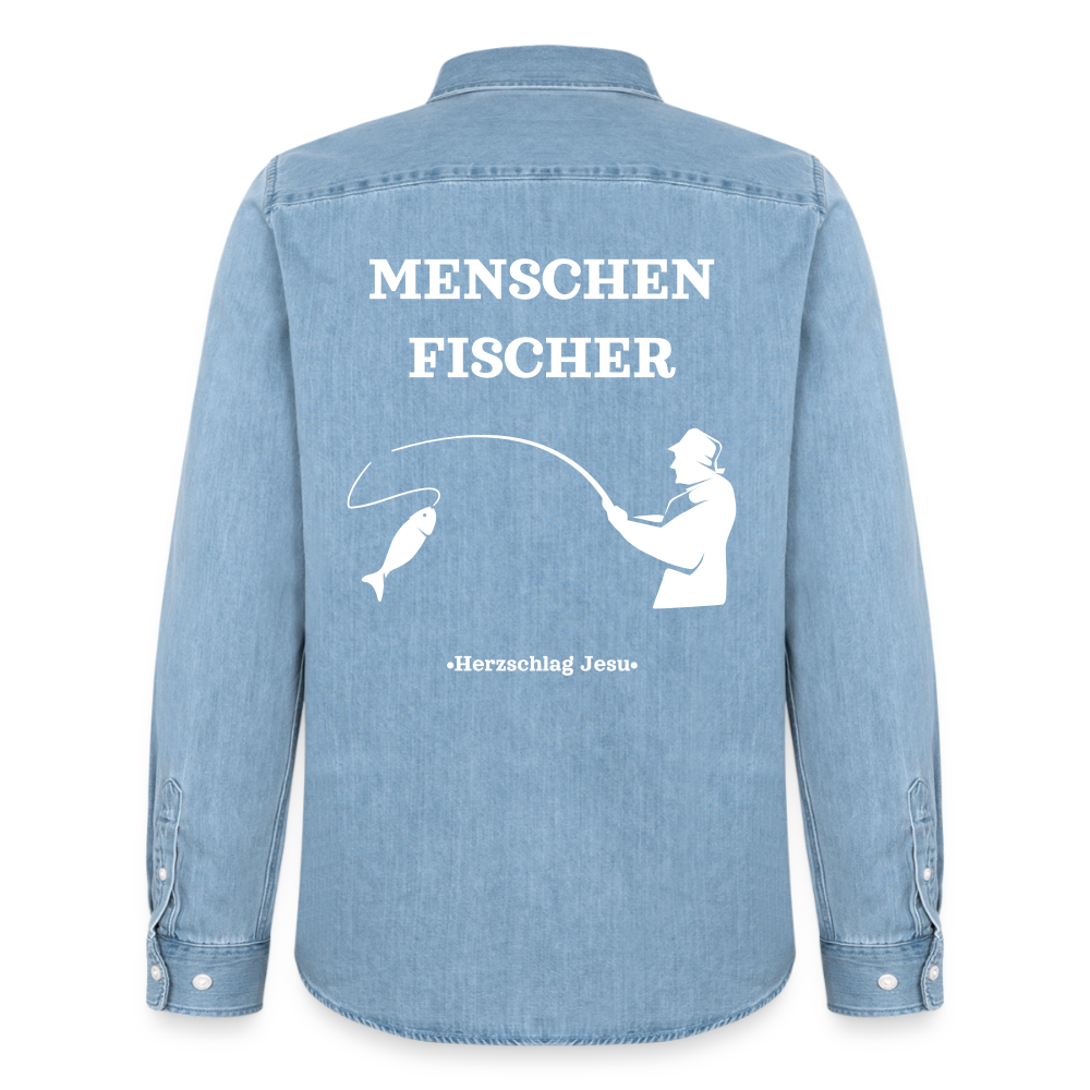Männer Jeanshemd - Menschen Fischer - verwaschenes Hellblau