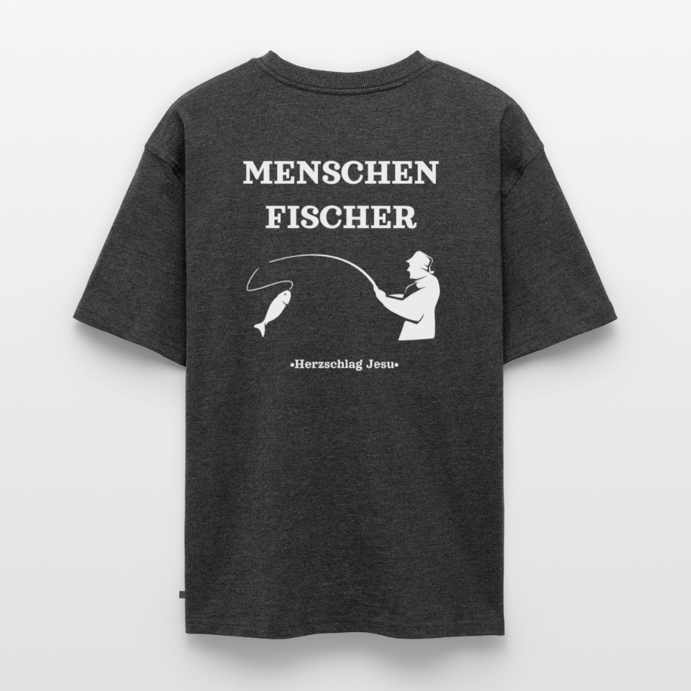 Premium Oversized Bio T-Shirt - Menschen Fischer - Anthrazit meliert
