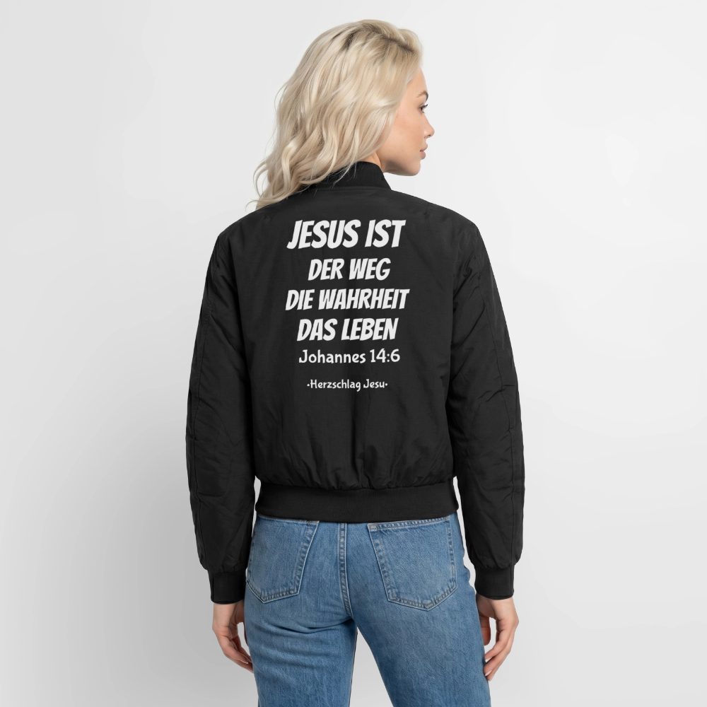 Unisex Bomberjacke - Johannes 14:6 Jesus ist der weg, die Wahrheit, das Leben - Schwarz