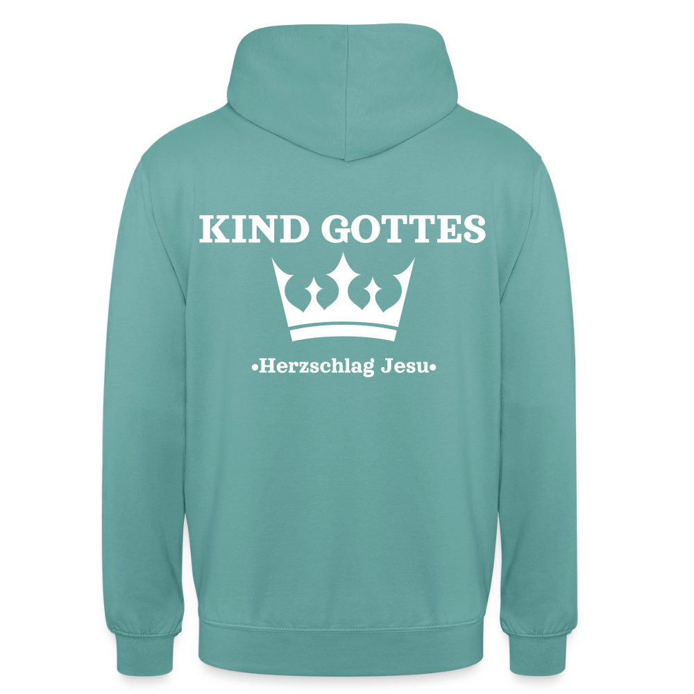 Hoodie - Kind Gottes - mit Krone - Pastelltürkis