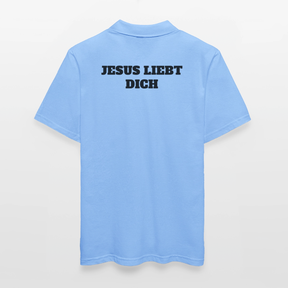 Männer Poloshirt - Jesus liebt dich - Himmelblau