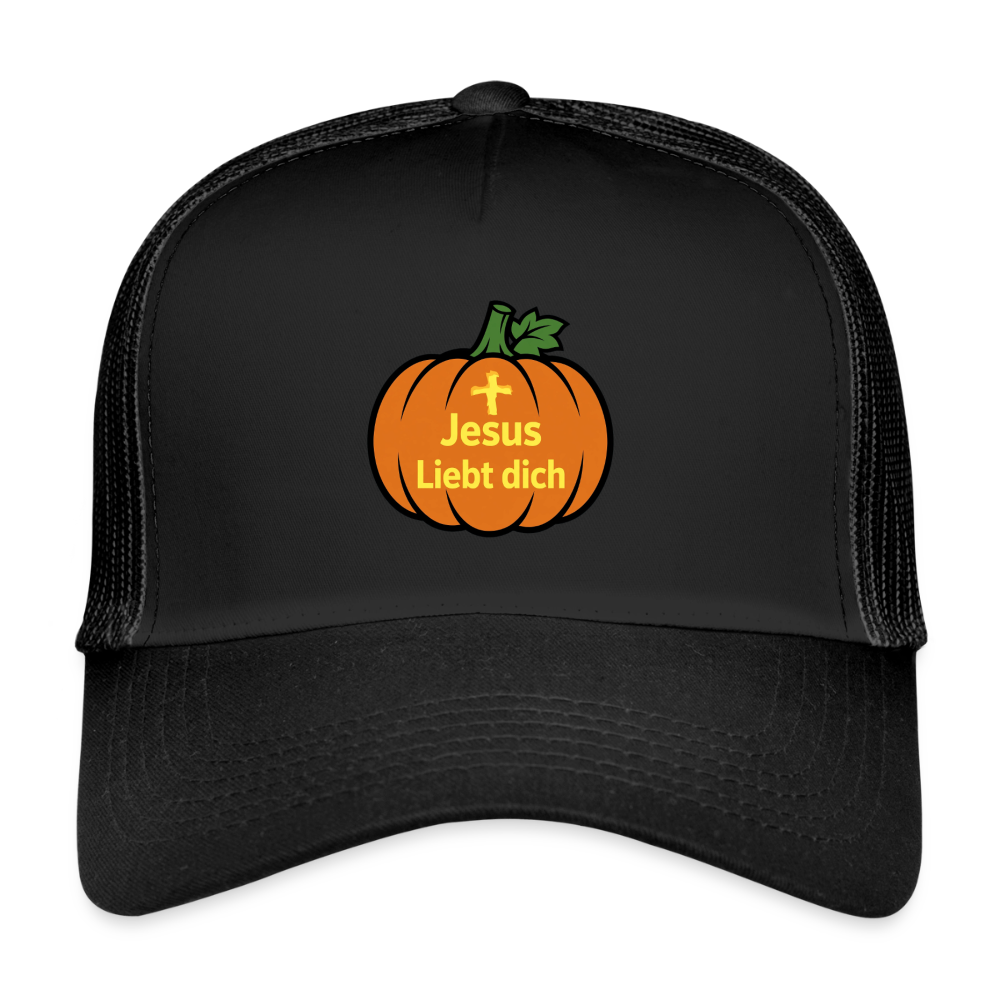 Trucker Cap - Halloween Jesus Liebt dich Design - Schwarz/Schwarz