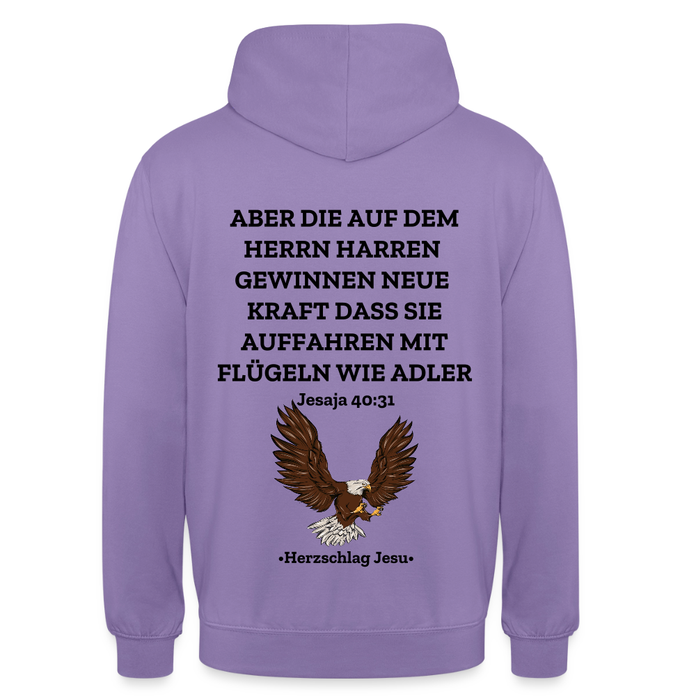 Unisex Hoodie - Jesaja 40:31 - Mit Adler - Lavendel