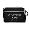Retro Tasche - Jesus liebt dich - Schwarz/Weiß