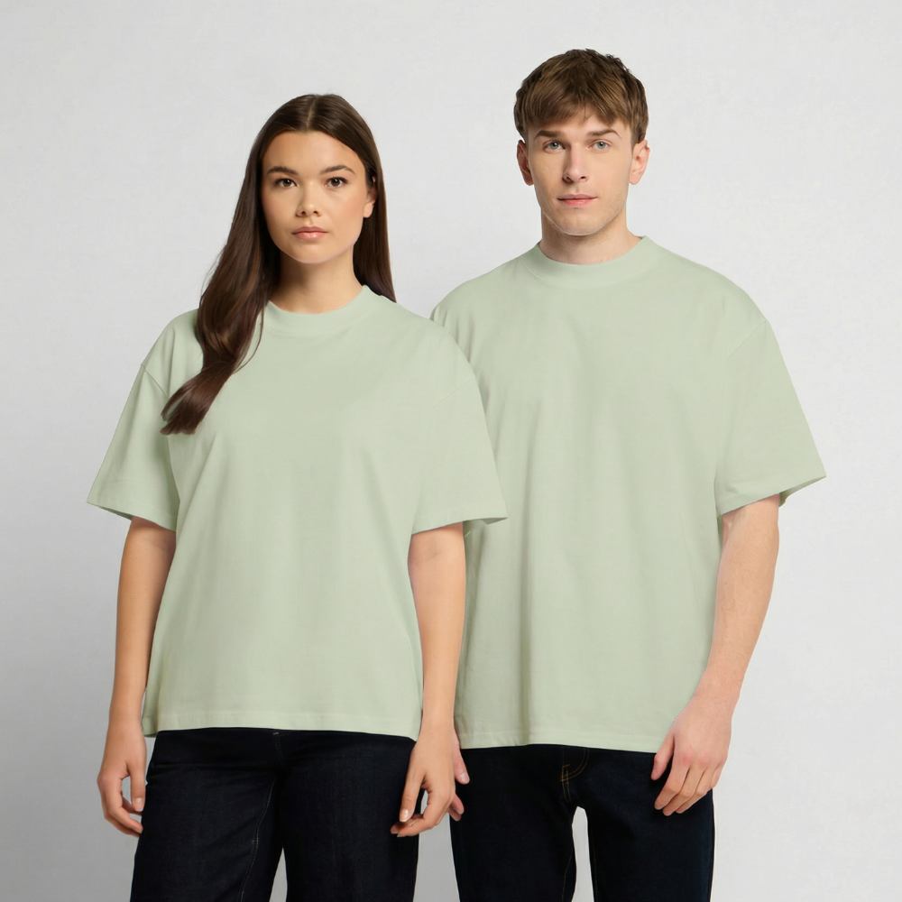 Oversized Heavyweight Unisex T-Shirt - Psalm 37:5 - Leichtes Salbeigrün 
