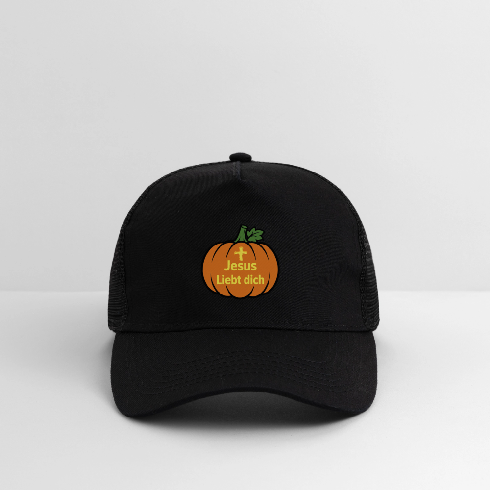 Trucker Cap - Halloween Jesus Liebt dich Design - Schwarz/Schwarz
