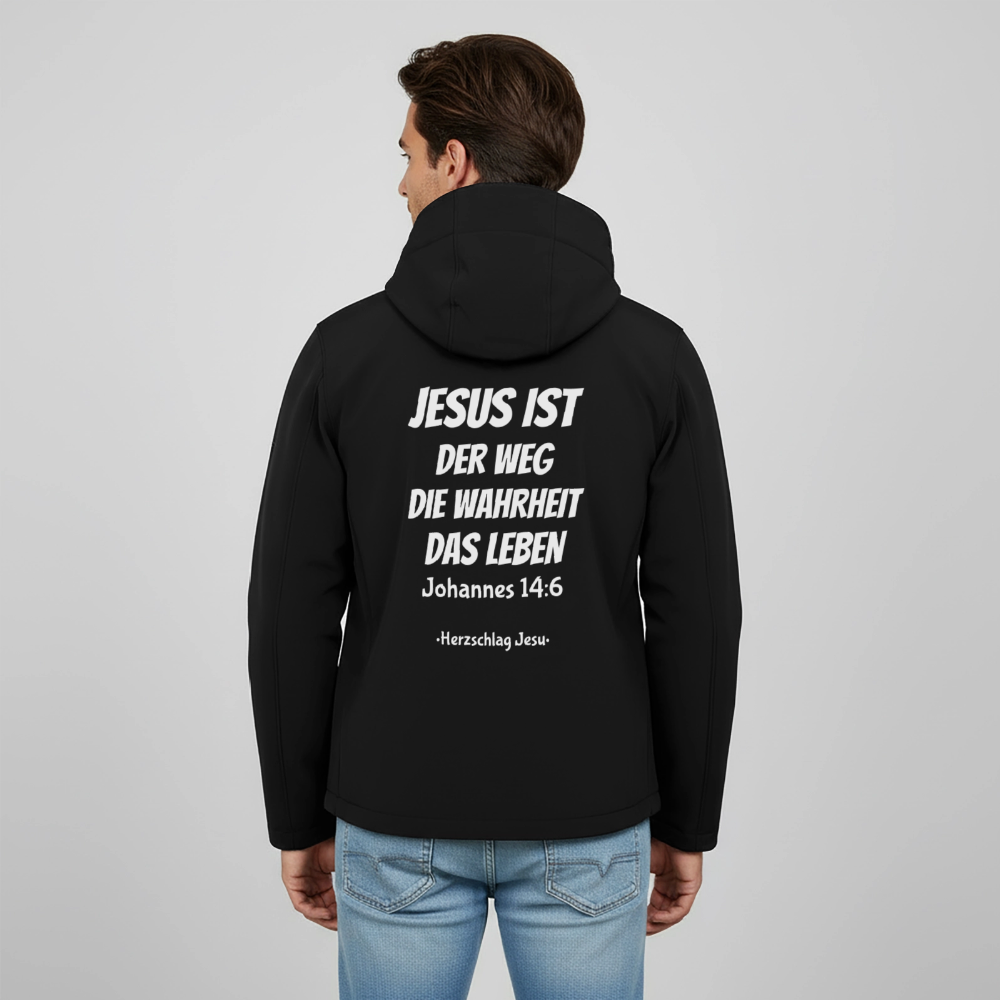 Männer Softshell-Jacke - Johannes 14:6 Jesus ist der Weg, die Wahrheit, das Leben - Schwarz
