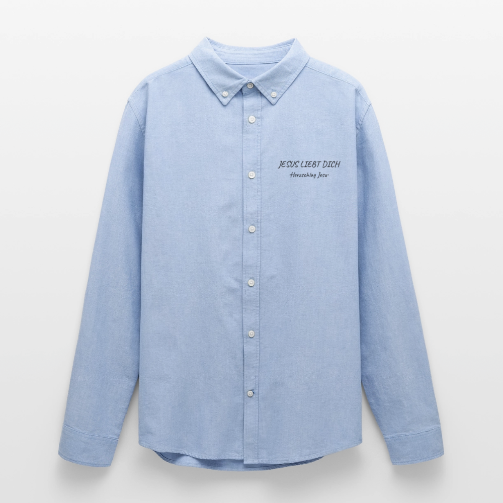 Männer Oxford Hemd - Jesus liebt dich - Carolina Blue
