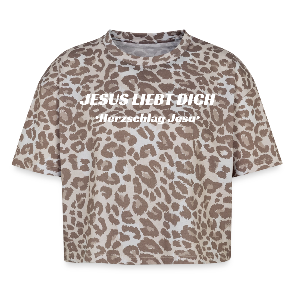 Boxy Leo Frauen T-Shirt - Jesus Liebt dich - Leopard print