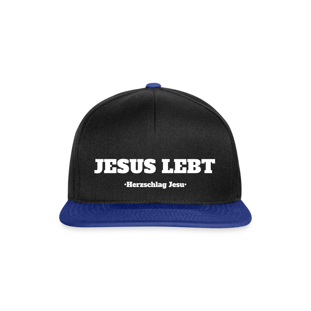 Snapback Cap - Jesus Lebt - Schwarz/Königsblau