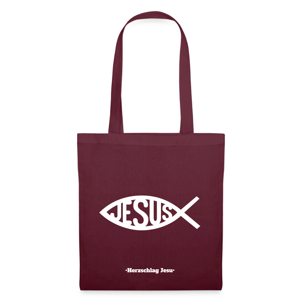 Stoffbeutel - Jesus Fisch Design - Burgunderrot