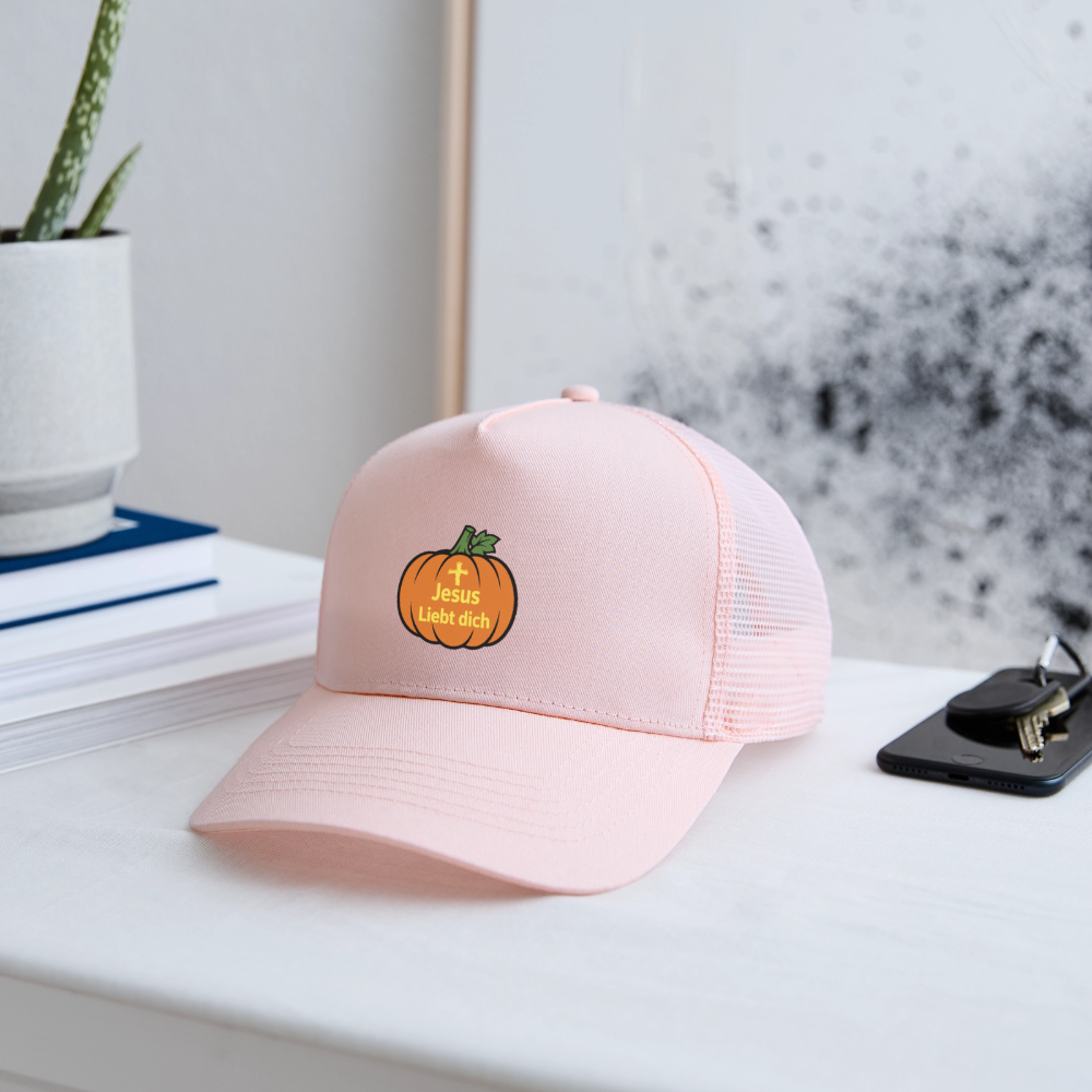 Trucker Cap - Halloween Jesus Liebt dich Design - Hellrosa