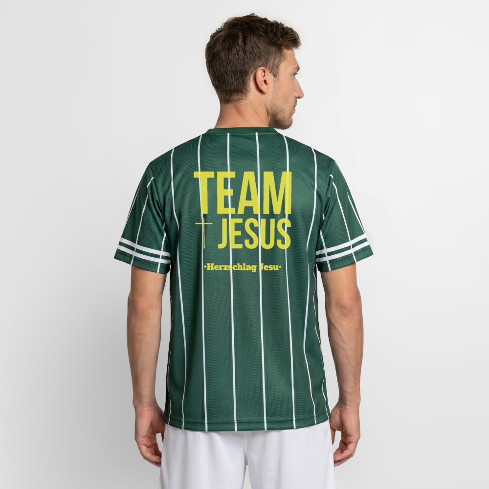 Unisex Football Style T-Shirt - Team Jesus - Dunkelgrün/Weiß