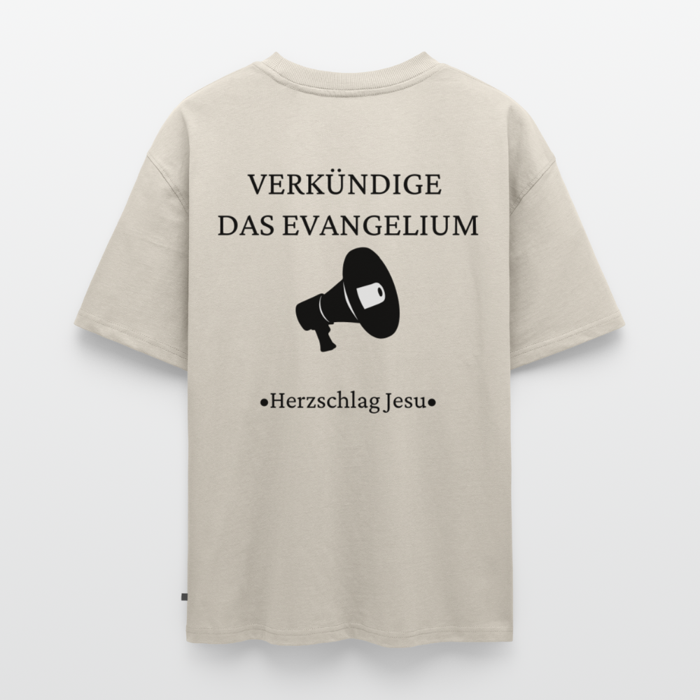 Premium Oversized Bio T-Shirt - Verkündige das Evangelium - Beige