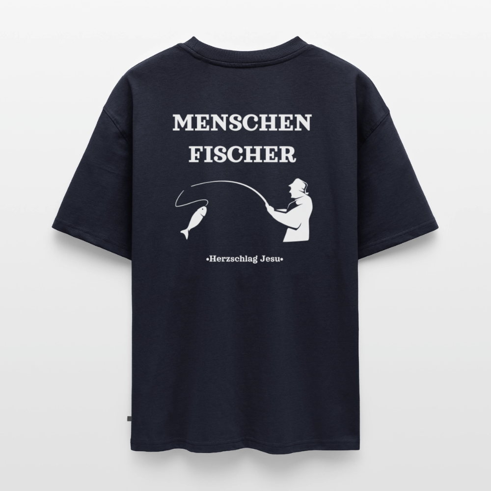 Premium Oversized Bio T-Shirt - Menschen Fischer - Navy