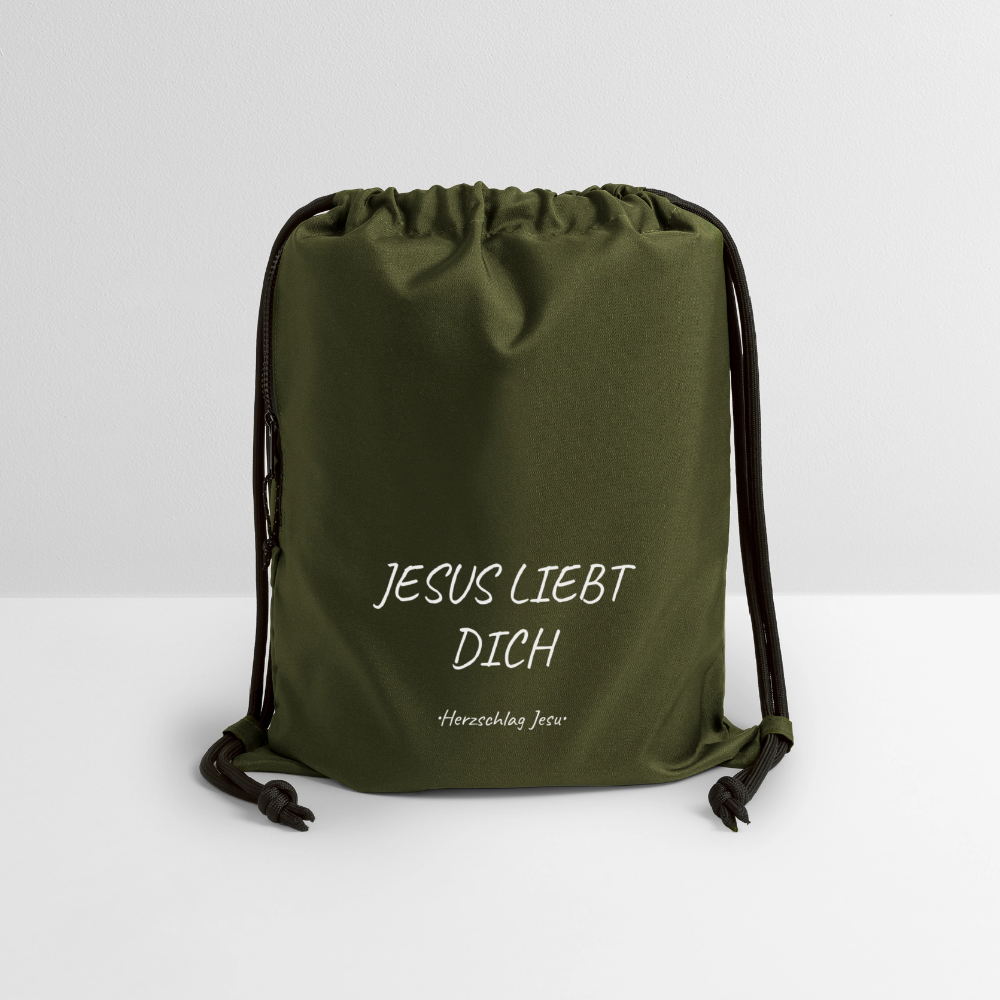 Turnbeutel - Jesus liebt dich - military Green