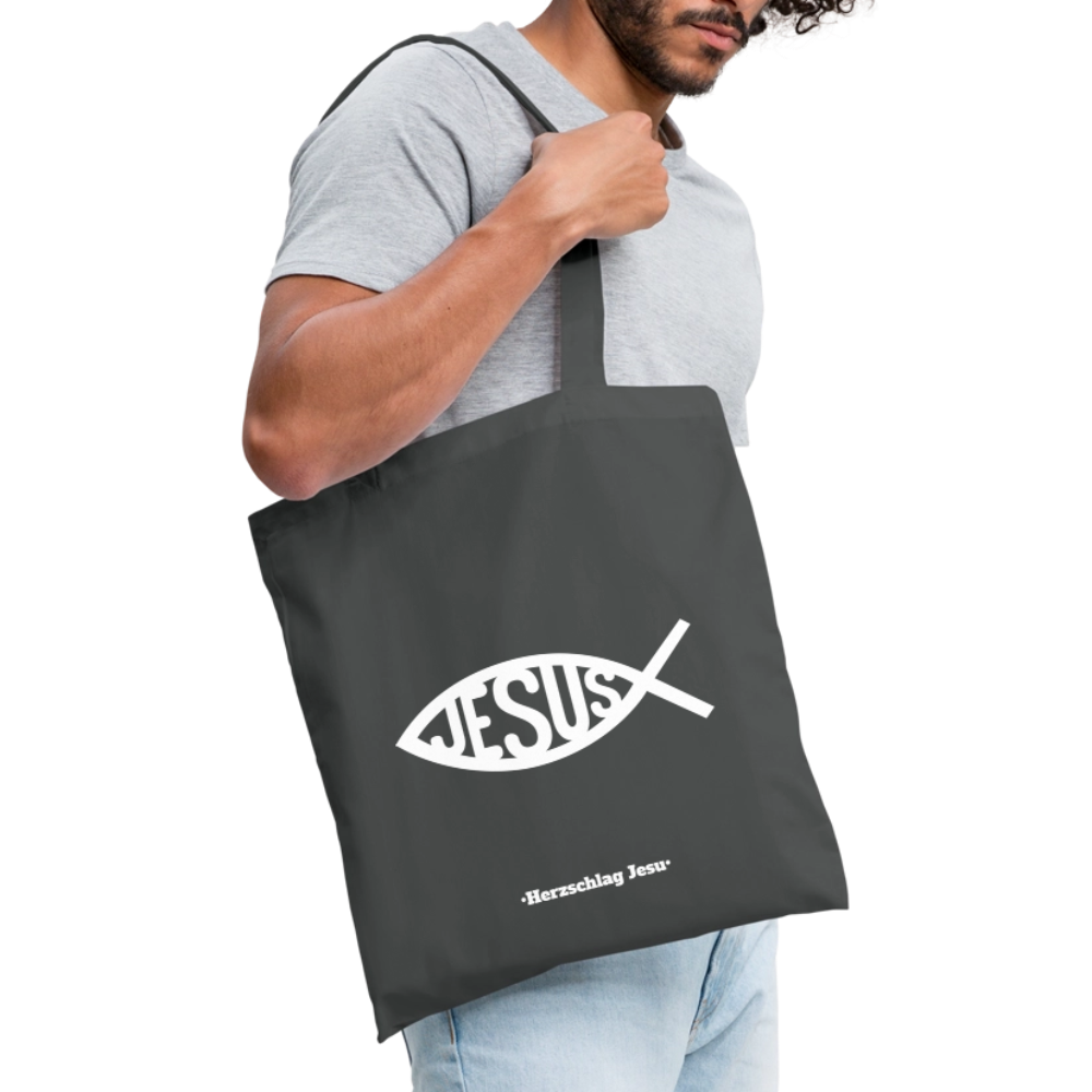 Stoffbeutel - Jesus Fisch Design - Graphite