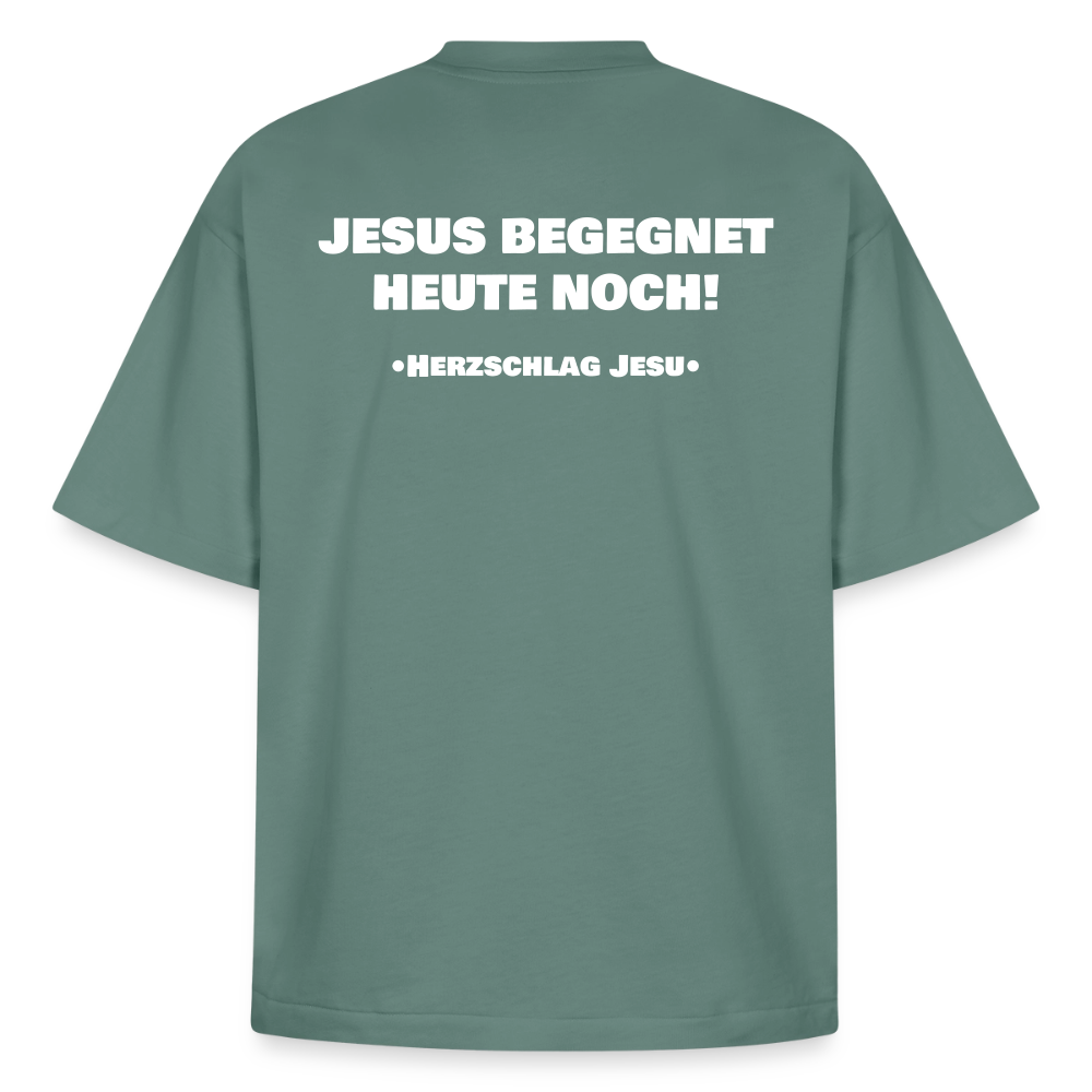 Premium Boxy Heavyweight Organic T-Shirt  -  Jesus begegnet heute noch! - Grüner Bucht