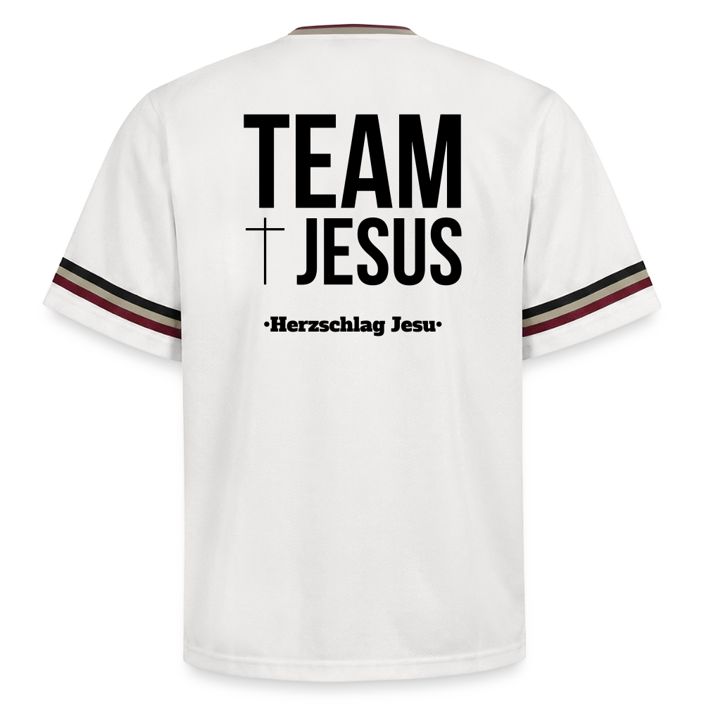 Football Style T-Shirt - Team Jesus - Offwhite/Bordeaux