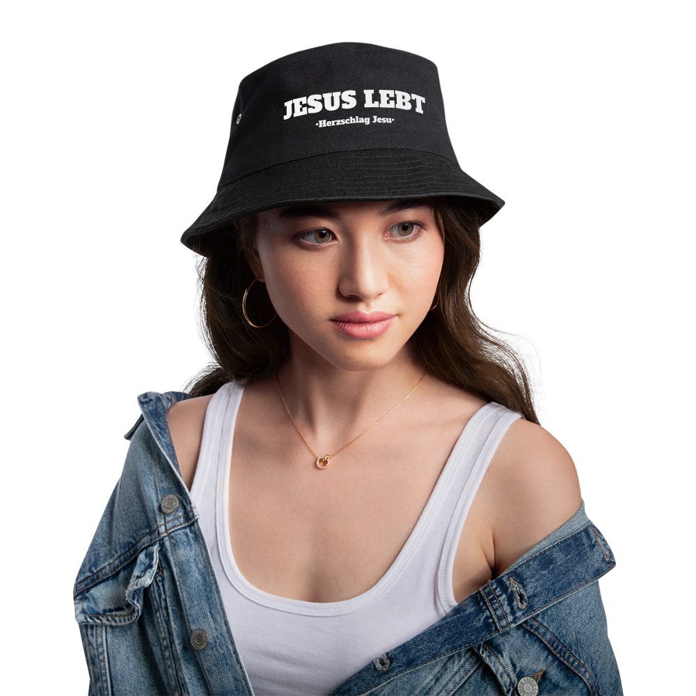 Bucket Hat - Jesus Lebt - Schwarz
