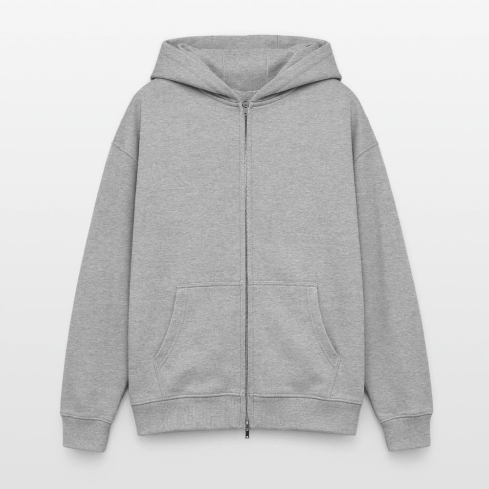 Oversized Heavyweight Kapuzenjacke - Verkündige das Evangelium - Grau meliert