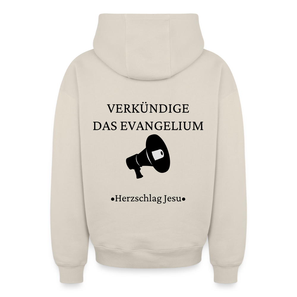 Oversized Heavyweight Kapuzenjacke - Verkündige das Evangelium - Beige