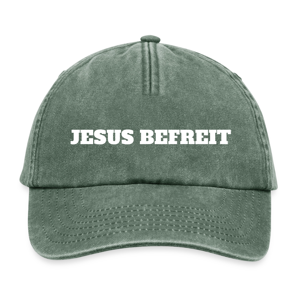 Relaxed Vintage Cap - Jesus Befreit - Vintage Flaschengrün 