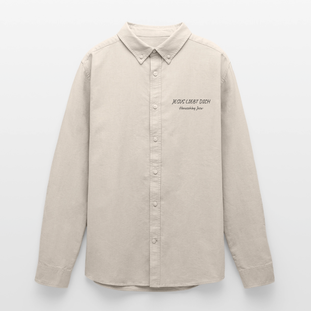 Männer Oxford Hemd - Jesus liebt dich - Beige
