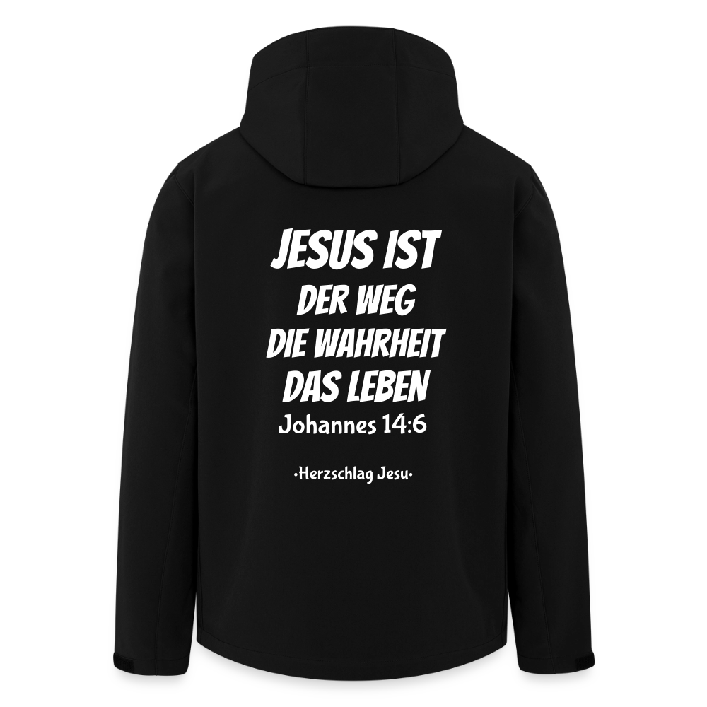 Männer Softshell-Jacke - Johannes 14:6 Jesus ist der Weg, die Wahrheit, das Leben - Schwarz