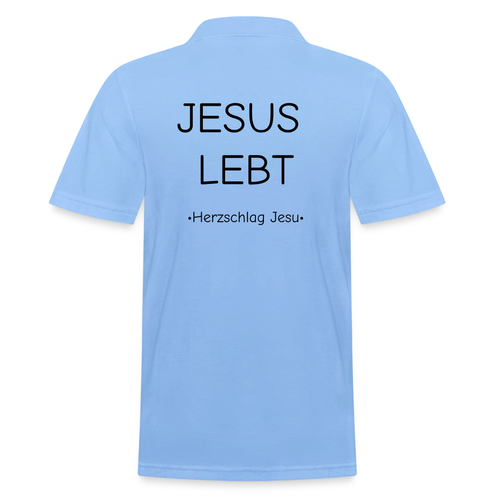 Männer Poloshirt - JESUS LEBT - Himmelblau