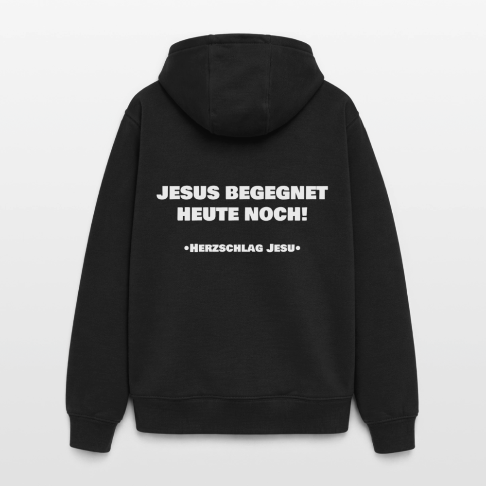 Oversized Heavyweight Kapuzenjacke - Jesus begegnet heute noch - Schwarz